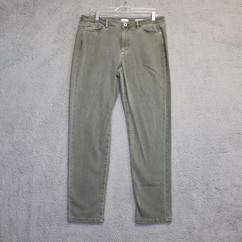 J Jill Denim Boyfriend Jeans Womens 14 Green Cotton Straight Leg Ankle 34x30